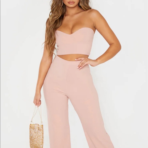 DUSTY PINK SWEETHEART BADEAU CROP TOP - Picture 3 of 5